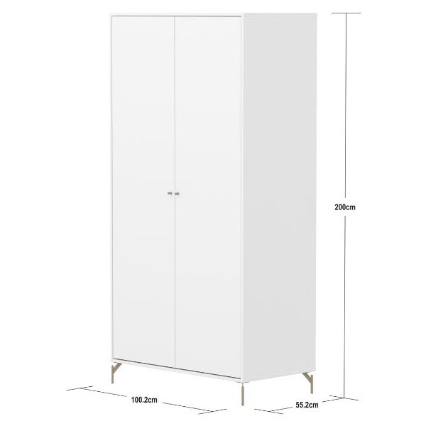 Saga 2 Doors Wardrobe - Metal Feet - White / Oat