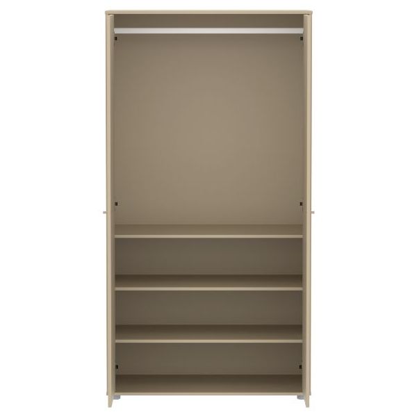Saga 2 Doors Wardrobe - Metal Feet - Grooves Oat / Oat