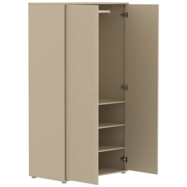 Saga 2 Doors Wardrobe - Metal Feet - Grooves Oat / Oat