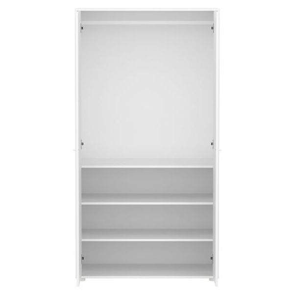 Saga 2 Doors Wardrobe - Metal Feet - Grooves White / Oat