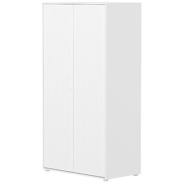 Saga 2 Doors Wardrobe - Grooves White / White