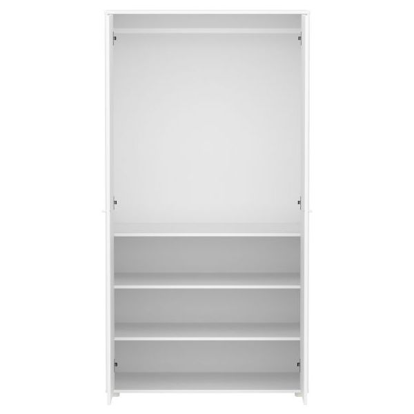 Saga 2 Doors Wardrobe - Grooves White / White