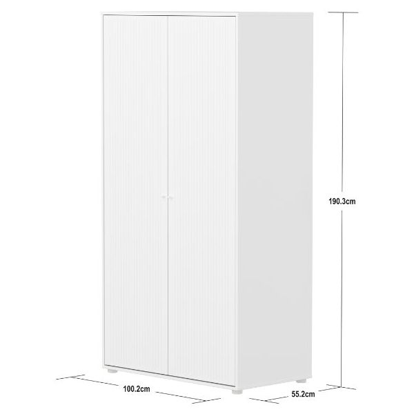 Saga 2 Doors Wardrobe - Grooves White / White