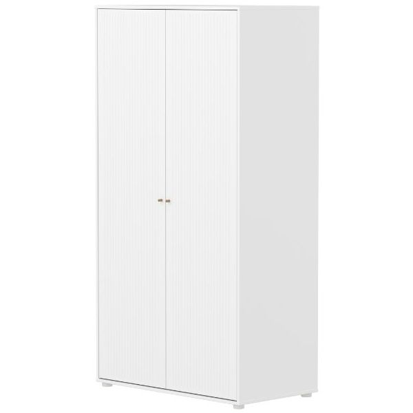 Saga 2 Doors Wardrobe - Grooves White / Oak