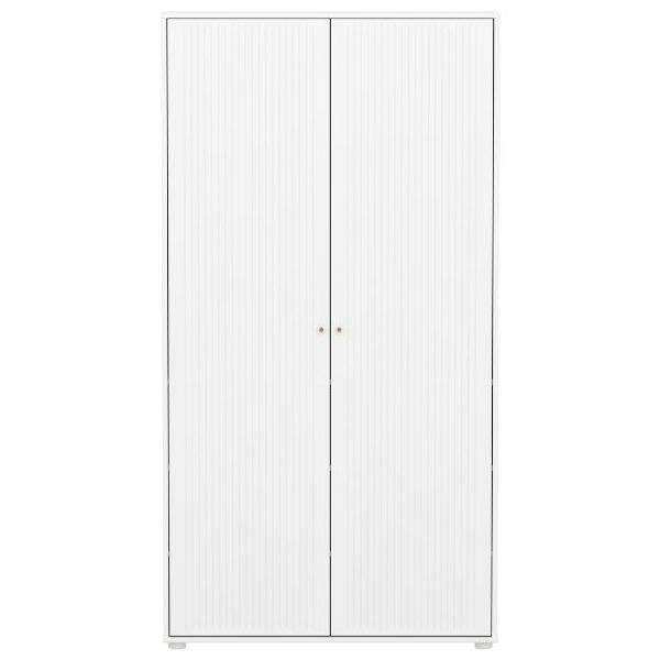 Saga 2 Doors Wardrobe - Grooves White / Oak