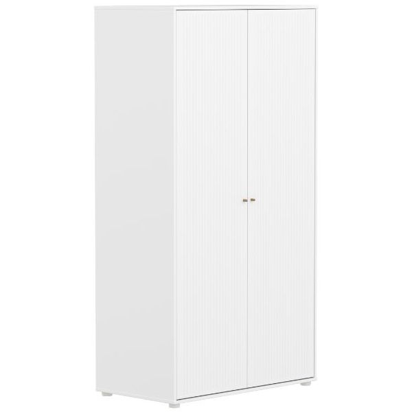 Saga 2 Doors Wardrobe - Grooves White / Oak