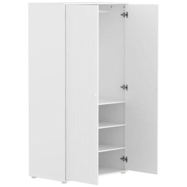 Saga 2 Doors Wardrobe - Grooves White / Oak