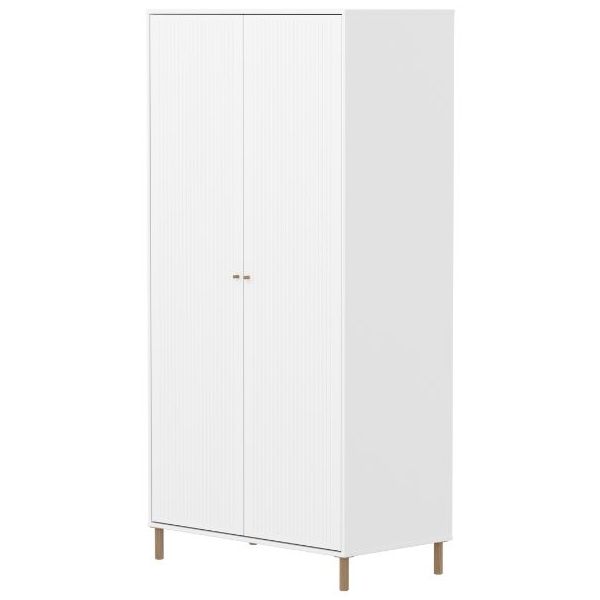 Saga 2 Doors Wardrobe - Oak Feet - White / Oak
