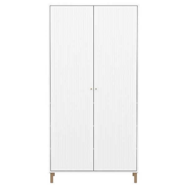 Saga 2 Doors Wardrobe - Oak Feet - White / Oak