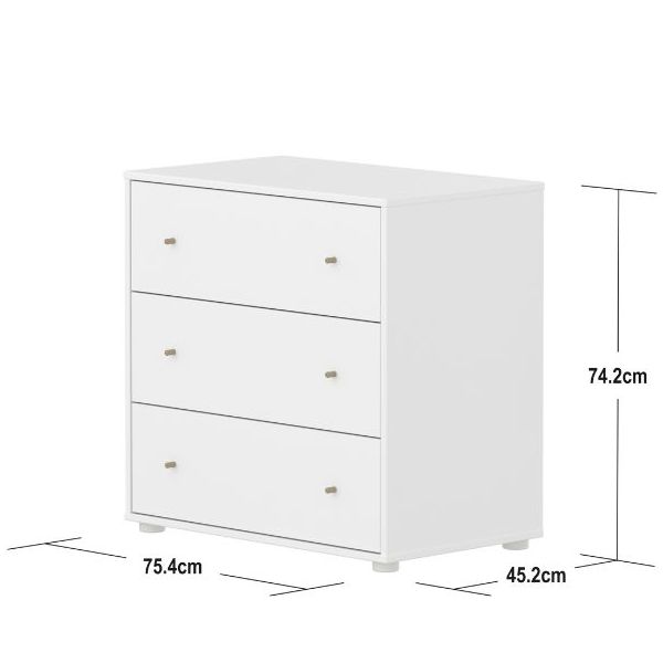 Saga Dresser - 3 Drawers - White / Oat