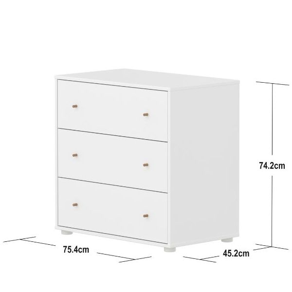 Saga Dresser - 3 Drawers - White / Oak