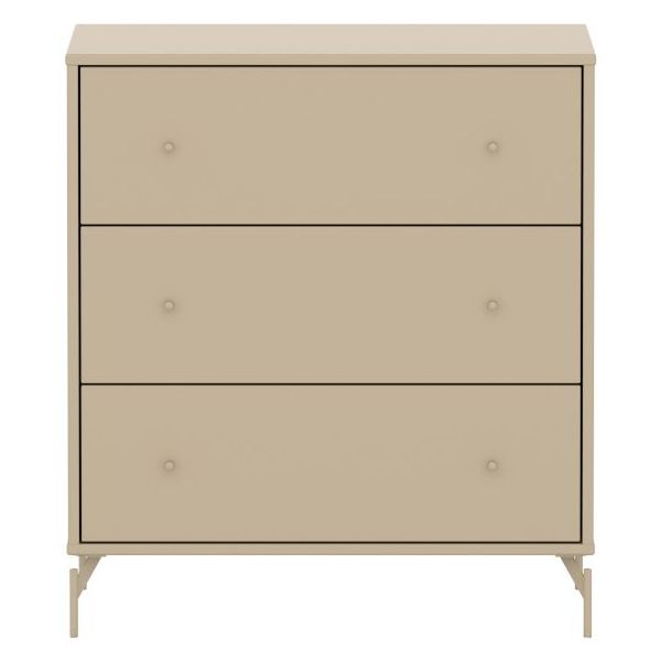 Commode 3 tiroirs Saga - Pieds en métal - Avoine / Avoine