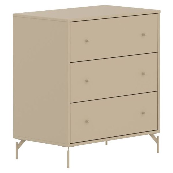 Commode 3 tiroirs Saga - Pieds en métal - Avoine / Avoine