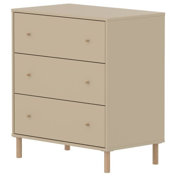 Commode 3 tiroirs Saga - Pieds en chêne - Avoine / Chêne