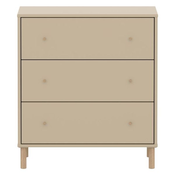 Commode 3 tiroirs Saga - Pieds en chêne - Avoine / Chêne