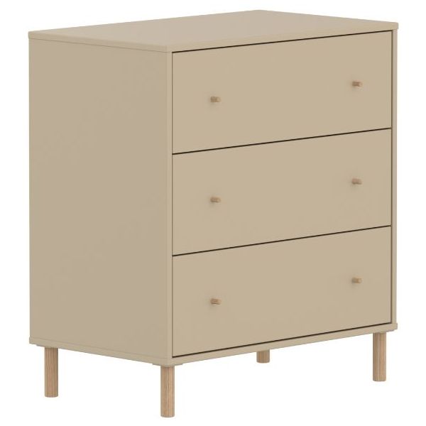 Commode 3 tiroirs Saga - Pieds en chêne - Avoine / Chêne