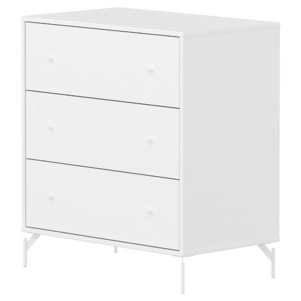 Saga Dresser - 3 Drawers - Metal Feet - White / White