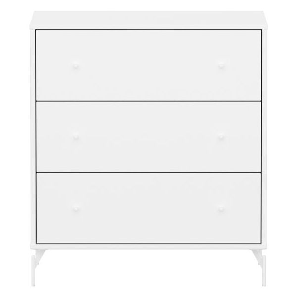 Saga Dresser - 3 Drawers - Metal Feet - White / White