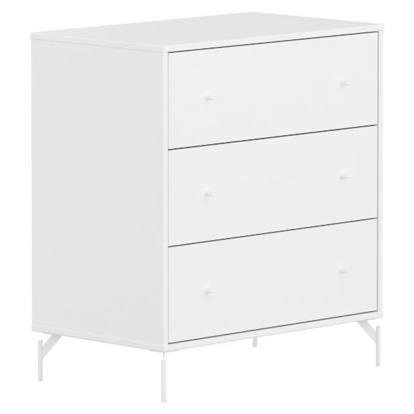 Saga Dresser - 3 Drawers - Metal Feet - White / White