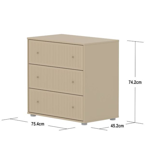 Saga Dresser - 3 Drawers - Grooves Oat / Oat