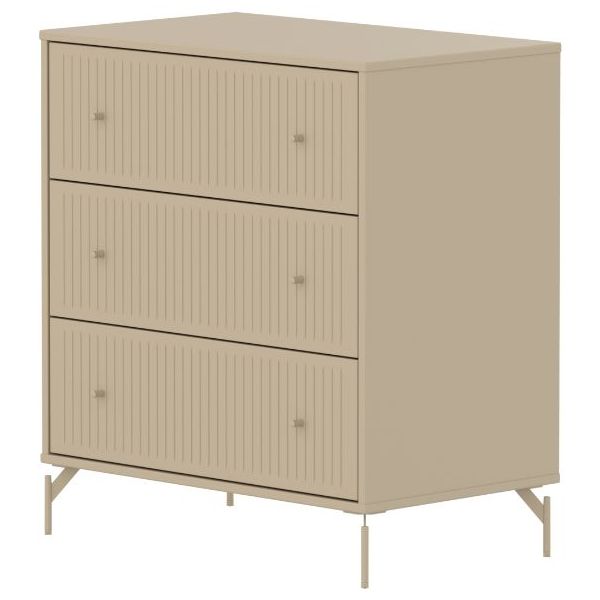 Saga Dresser - 3 Drawers - Metal Feet - Grooves Oat / Oat
