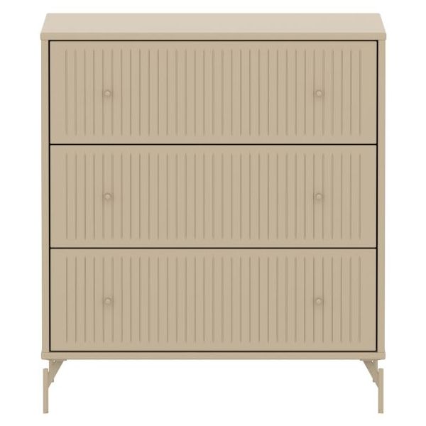 Saga Dresser - 3 Drawers - Metal Feet - Grooves Oat / Oat