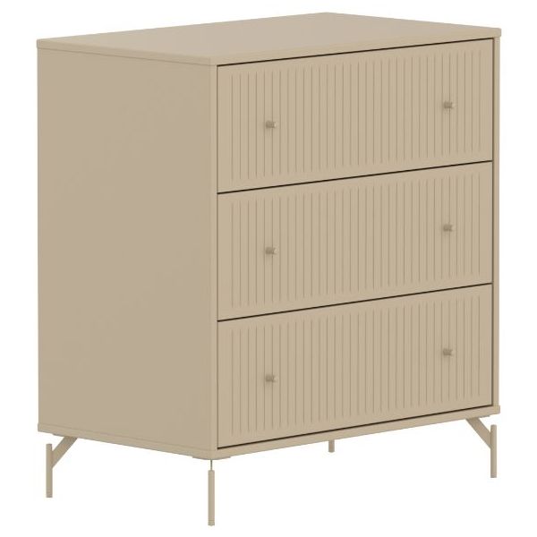 Saga Dresser - 3 Drawers - Metal Feet - Grooves Oat / Oat