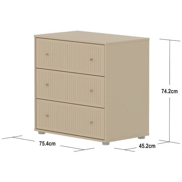 Saga Dresser - 3 Drawers - Grooves Oat / Oak