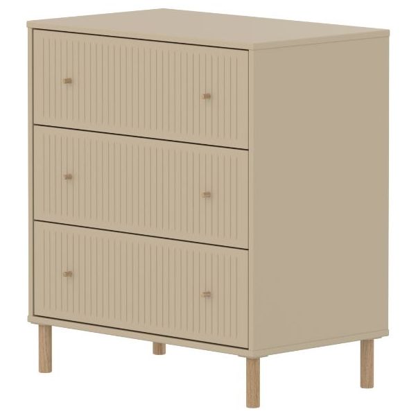 Saga Dresser - 3 Drawers - Oak Feet - Grooves Oat / Oak