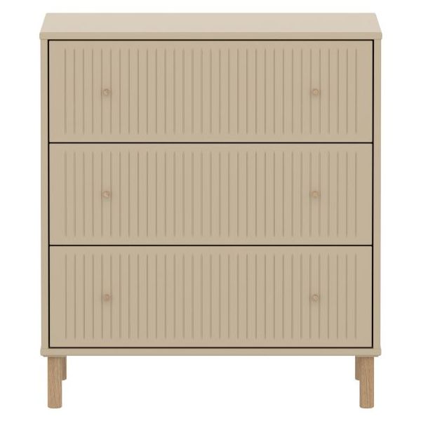 Saga Dresser - 3 Drawers - Oak Feet - Grooves Oat / Oak