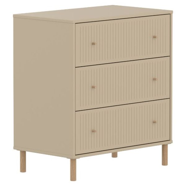 Saga Dresser - 3 Drawers - Oak Feet - Grooves Oat / Oak