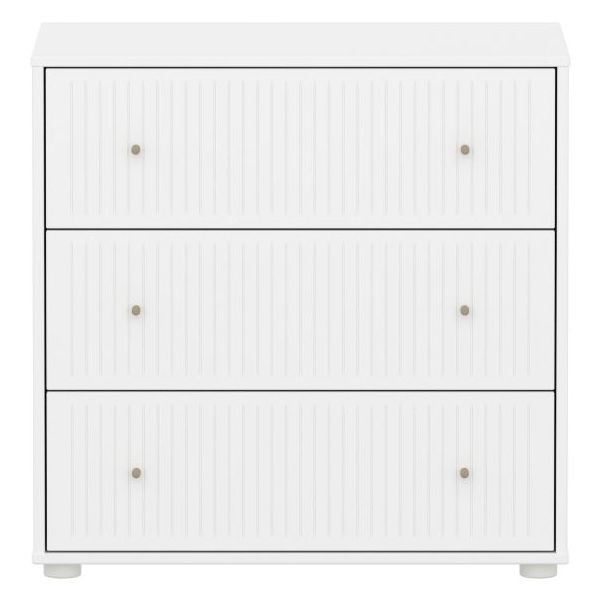 Saga Dresser - 3 Drawers - Grooves White / Oat