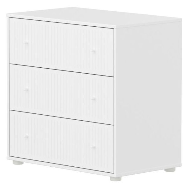 Commode 3 tiroirs Saga - Rainures Blanc / Blanc