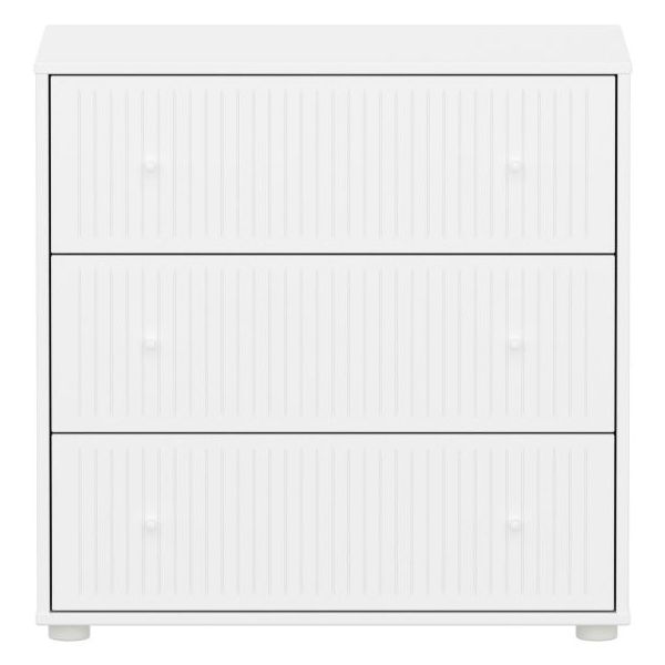 Commode 3 tiroirs Saga - Rainures Blanc / Blanc