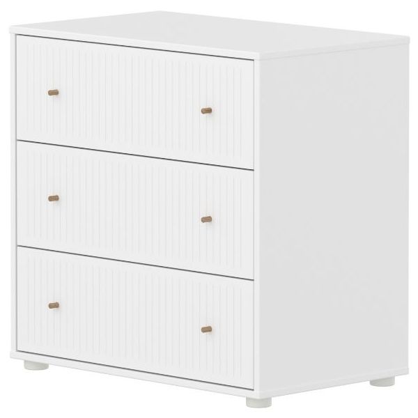 Saga Dresser - 3 Drawers - Grooves White / Oak