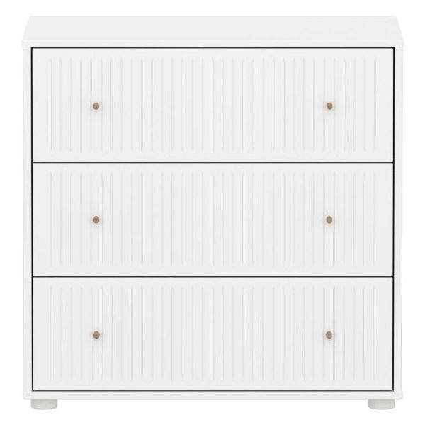 Saga Dresser - 3 Drawers - Grooves White / Oak