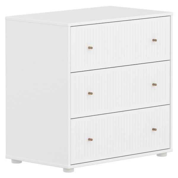 Saga Dresser - 3 Drawers - Grooves White / Oak