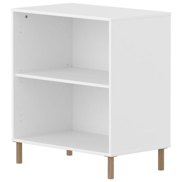 Étagère 1 tablette Saga - Pieds en chêne - Blanc