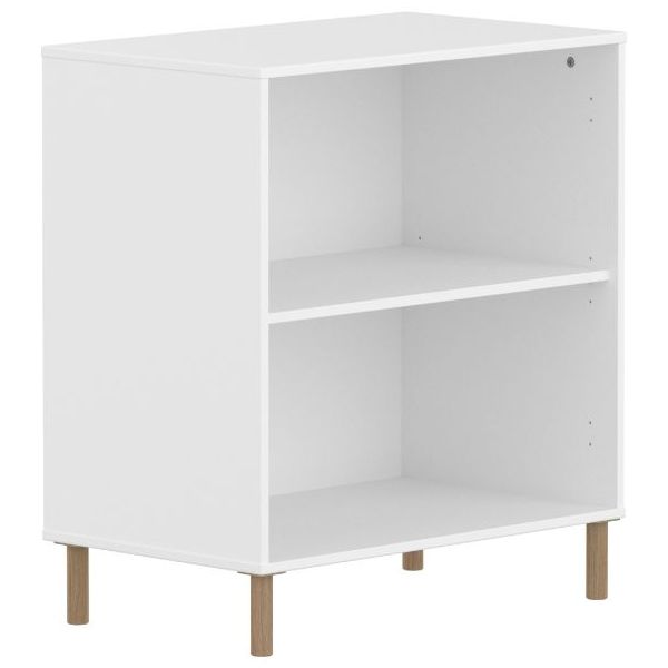 Étagère 1 tablette Saga - Pieds en chêne - Blanc