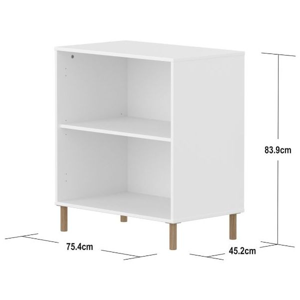 Étagère 1 tablette Saga - Pieds en chêne - Blanc