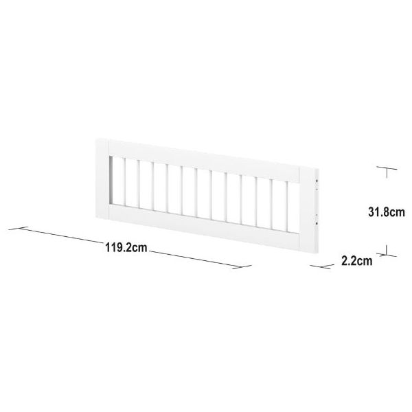 1/2 Slatted Safety rail front - 200cm bed - White