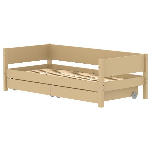 White Day Bed with Storage Drawers 90 x 200 cm - Sand