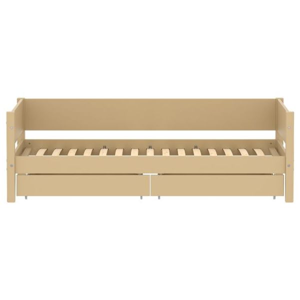 White Day Bed with Storage Drawers 90 x 200 cm - Sand