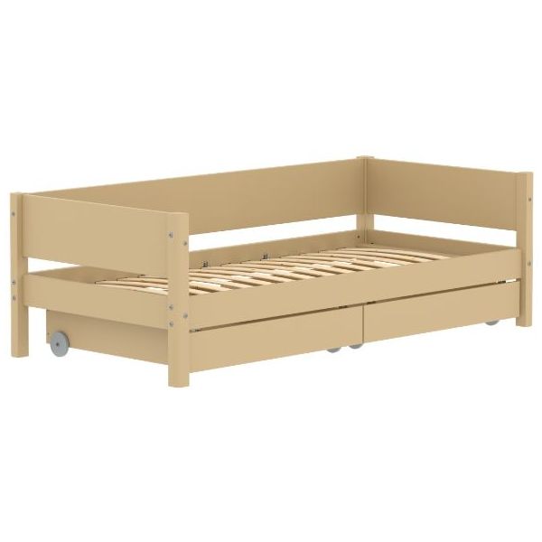 White Day Bed with Storage Drawers 90 x 200 cm - Sand