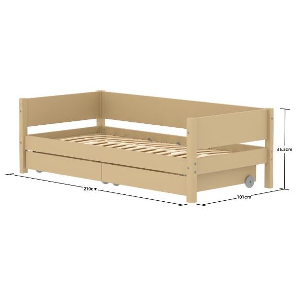White Day Bed with Storage Drawers 90 x 200 cm - Sand