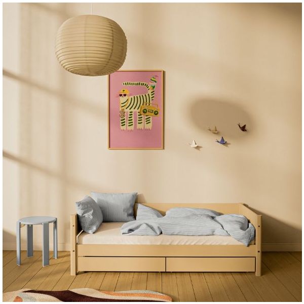 White Day Bed with Storage Drawers 90 x 200 cm - Sand