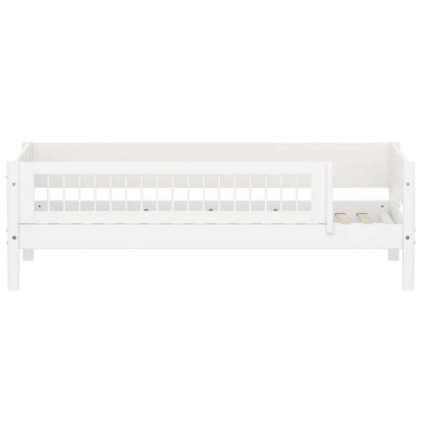 White Single Bed with 3/4 Safety Rail 90 x 200 cm - Slatted Safety Rail - White