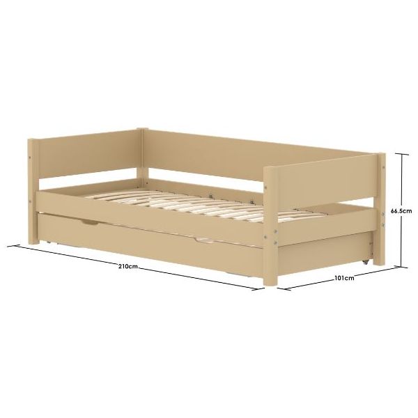 White Trundle Bed 90 x 200 cm - Sand