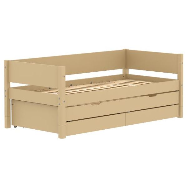 White Trundle Bed with Drawers 90 x 200 cm - Sand