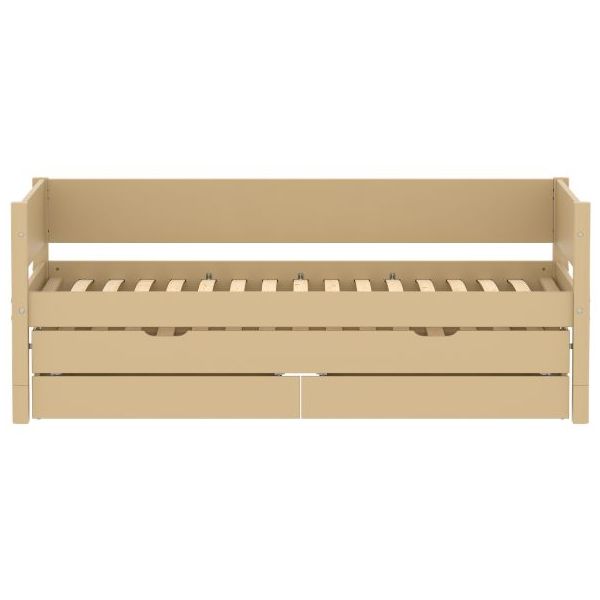 White Trundle Bed with Drawers 90 x 200 cm - Sand